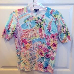 Talbots Petites size P  spring/ summer watercolor knit top